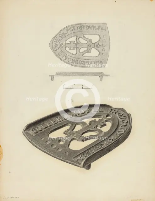 Flat Iron Holder, c. 1938. Creator: Jack Staloff.