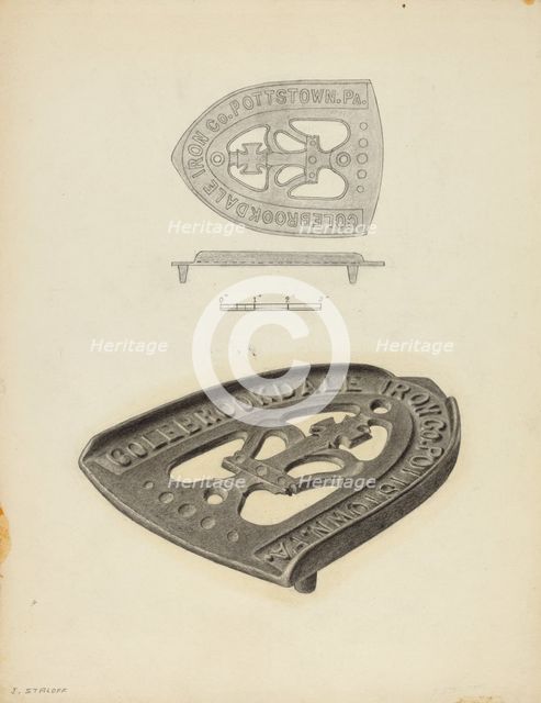 Flat Iron Holder, c. 1938. Creator: Jack Staloff.