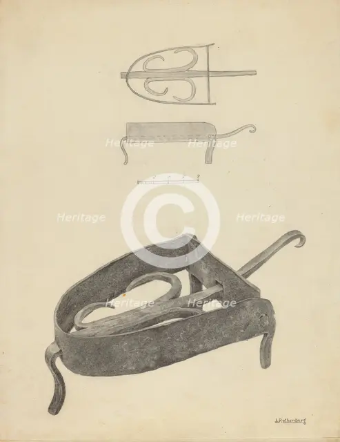 Flat Iron Holder, c. 1938. Creator: Joseph Rothenberg.