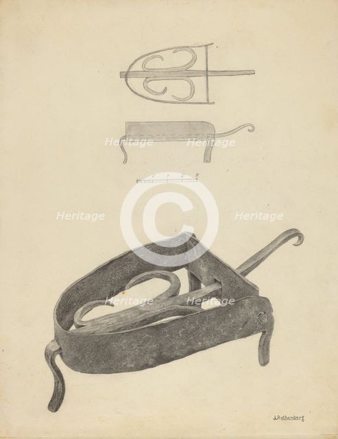Flat Iron Holder, c. 1938. Creator: Joseph Rothenberg.
