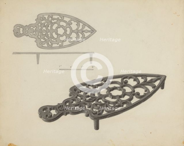Flat Iron Holder, c. 1939. Creator: Charles Garjian.