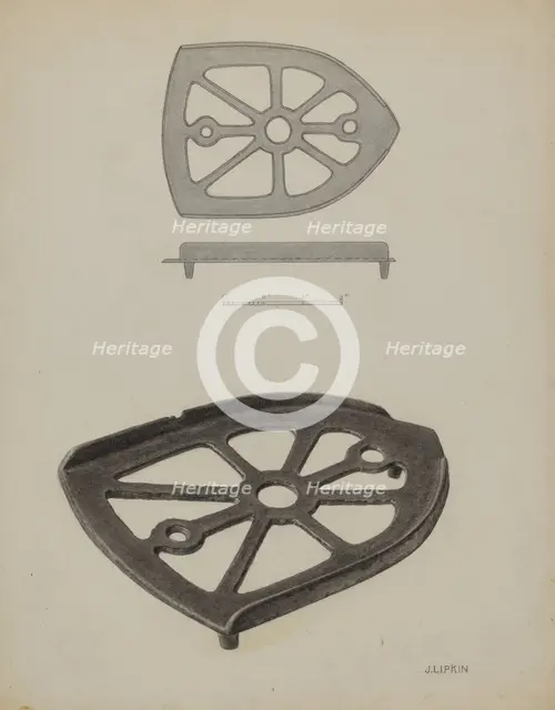 Flat Iron Holder, c. 1939. Creator: Jacob Lipkin.