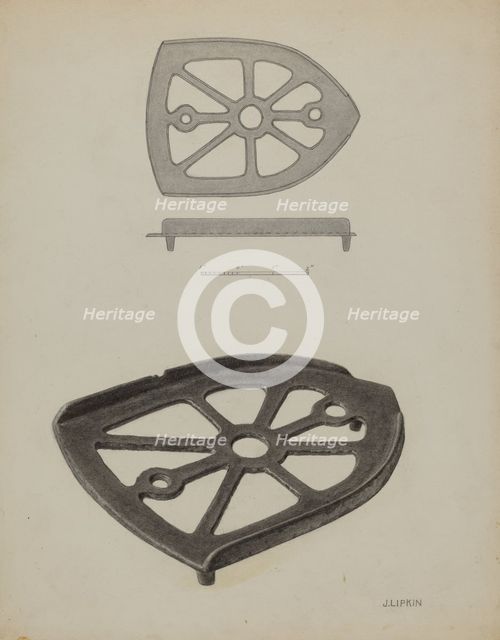 Flat Iron Holder, c. 1939. Creator: Jacob Lipkin.