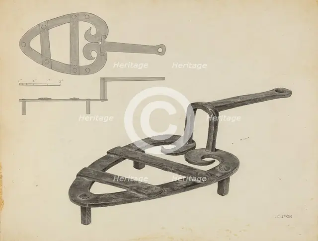 Flat Iron Holder, c. 1939. Creator: Jacob Lipkin.