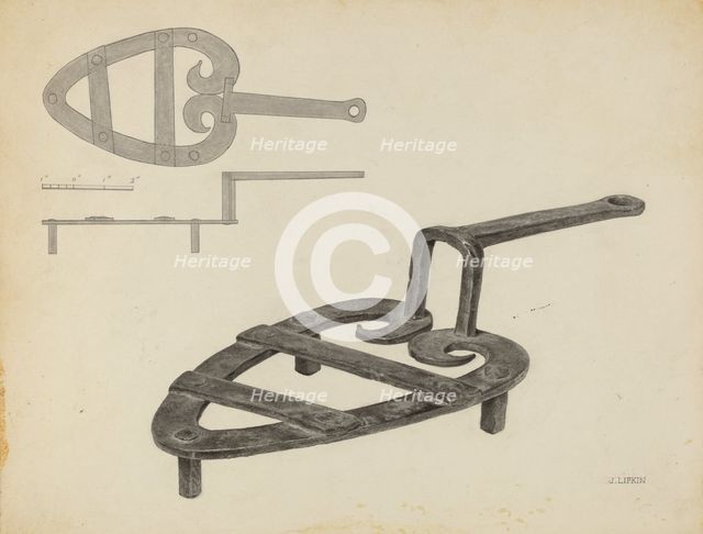 Flat Iron Holder, c. 1939. Creator: Jacob Lipkin.