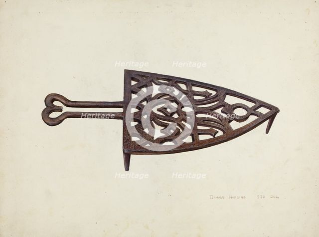 Flat Iron Holder, c. 1940. Creator: Donald Harding.