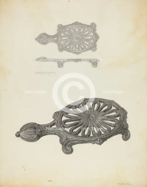 Flat Iron Holder, c. 1940. Creator: Mildred Ford.