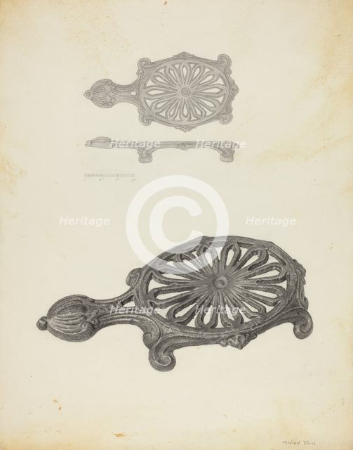 Flat Iron Holder, c. 1940. Creator: Mildred Ford.