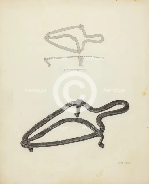 Flat Iron Holder, c. 1940. Creator: Neva Coffey.