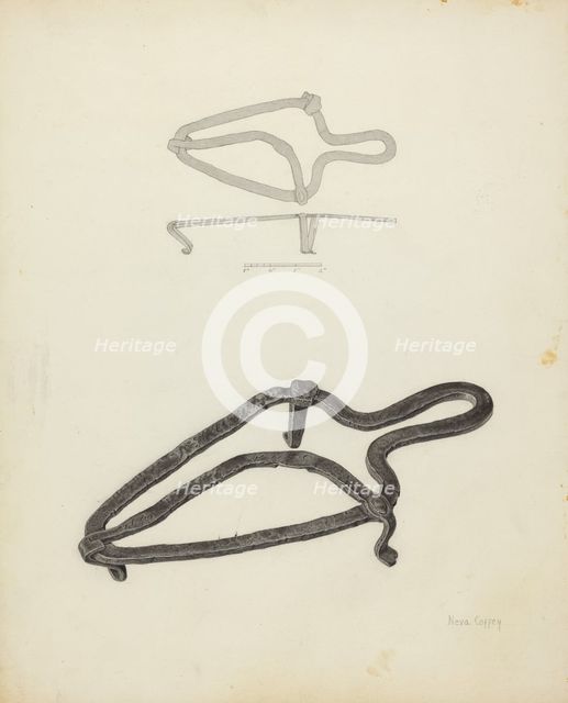 Flat Iron Holder, c. 1940. Creator: Neva Coffey.