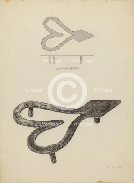 Flat Iron Holder, c. 1940. Creator: Neva Coffey.