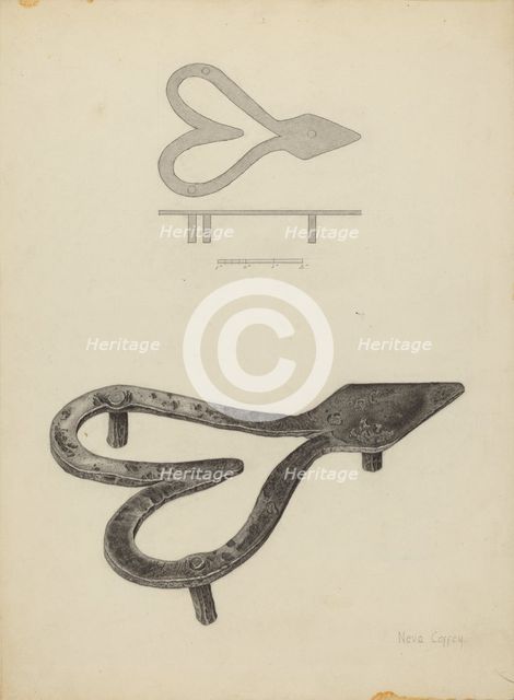 Flat Iron Holder, c. 1940. Creator: Neva Coffey.
