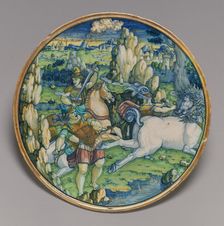 Flat plate with a battle scene, 1525. Creator: Giorgio Andreoli workshop