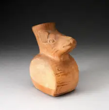 Flat-Sided Jar with Relief of Rodent Head Attached to the Vessel's Neck, 100 B.C./A.D. 500. Creator: Unknown