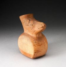 Flat-Sided Jar with Relief of Rodent Head Attached to the Vessel's Neck, 100 B.C./A.D. 500. Creator: Unknown