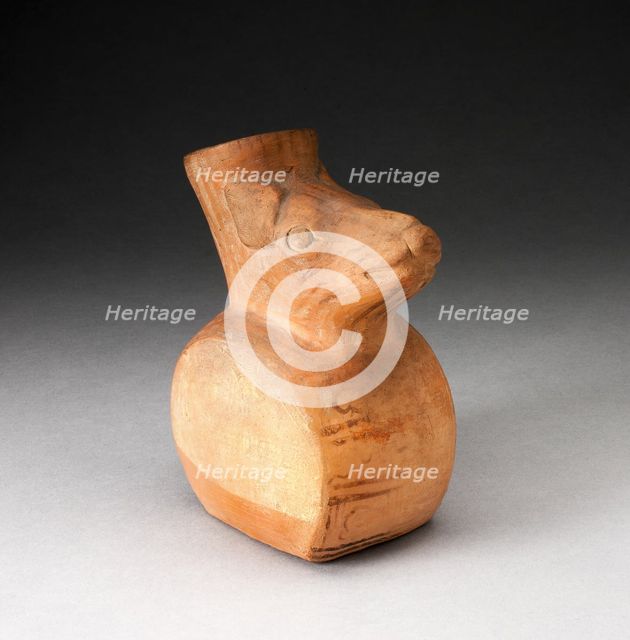Flat-Sided Jar with Relief of Rodent Head Attached to the Vessel's Neck, 100 B.C./A.D. 500. Creator: Unknown.