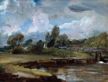 Flatford Lock, A Path by a River, c1810-1812. Creator: John Constable
