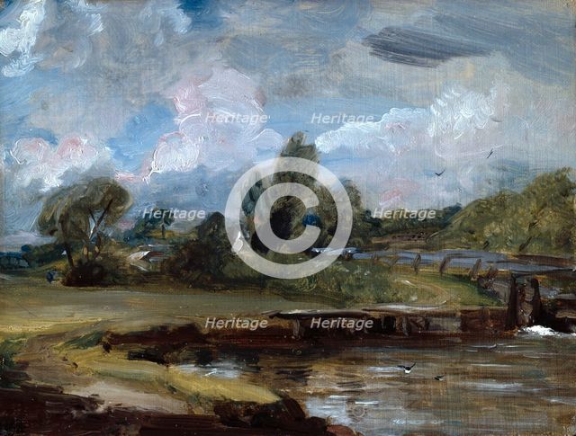 Flatford Lock, A Path by a River, c1810-1812. Creator: John Constable.