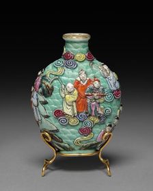 Flattened Ovoid Snuff Bottle with Stopper, 1796-1820. Creator: Unknown