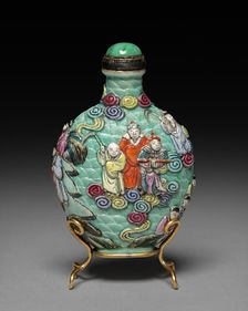 Flattened Ovoid Snuff Bottle with Stopper, 1796-1820. Creator: Unknown