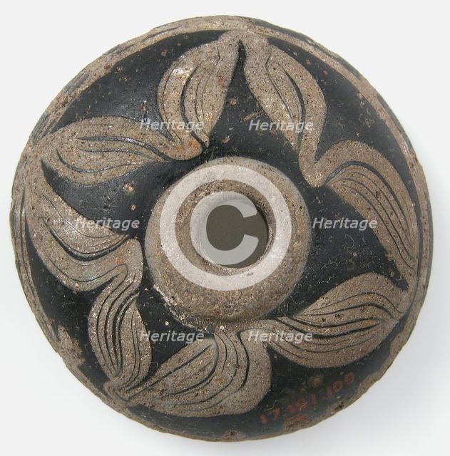 Flattened Hemispherical Bead, Frankish, 500-600. Creator: Unknown.
