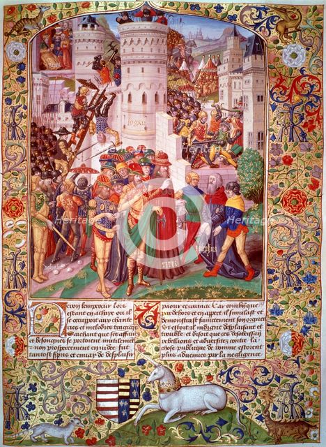 Flavius Josephus brought before Titus, at the Siege of Jerusalem, 70. Artist: Unknown
