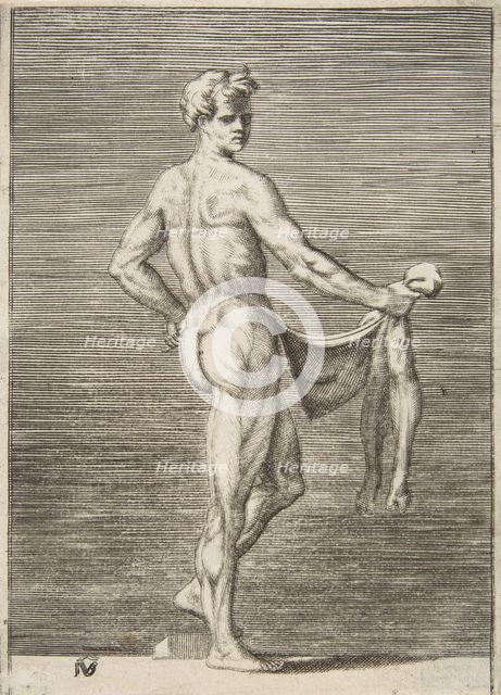 Flayed man seen from behind, 1531-76. Creator: Giulio Bonasone.