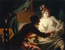 Flea Hunting in the Candlelight, 1650. Creator: Gerrit van Honthorst
