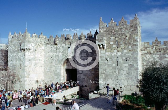 Flea market at the Damascus Gate, Jerusalem, Israel.  Creator: Vivienne Sharp.