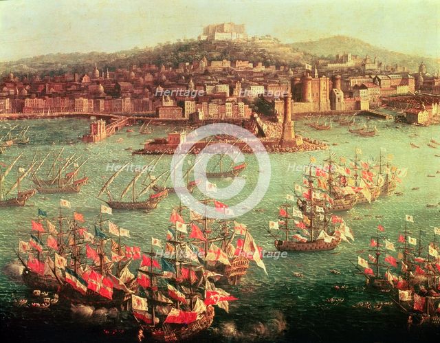 Fleet of King Charles III of Spain, in front of the City of Naples (6 Oct. 1759).
