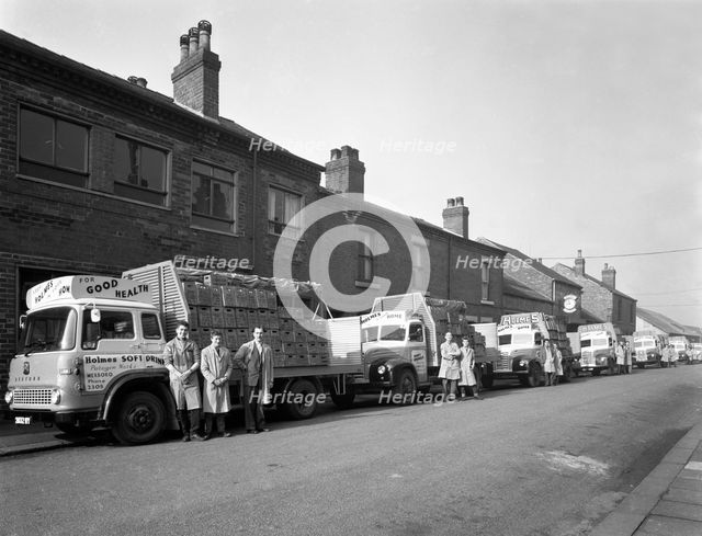 Fleet of soft drinks delivery lorries, Mexborough, South Yorkshire, 1961. Artist: Michael Walters