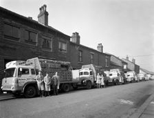 Fleet of soft drinks delivery lorries, Mexborough, South Yorkshire, 1961. Artist: Michael Walters