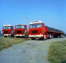 Fleet of Scania lorries, Rotherham, South Yorkshire, 1972. Creator: Michael Walters