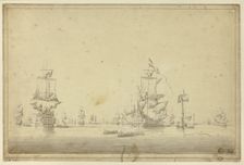 Fleet of Ships Anchored at Sea, n.d. Creator: Unknown
