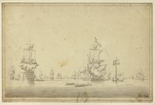 Fleet of Ships Anchored at Sea, n.d. Creator: Unknown