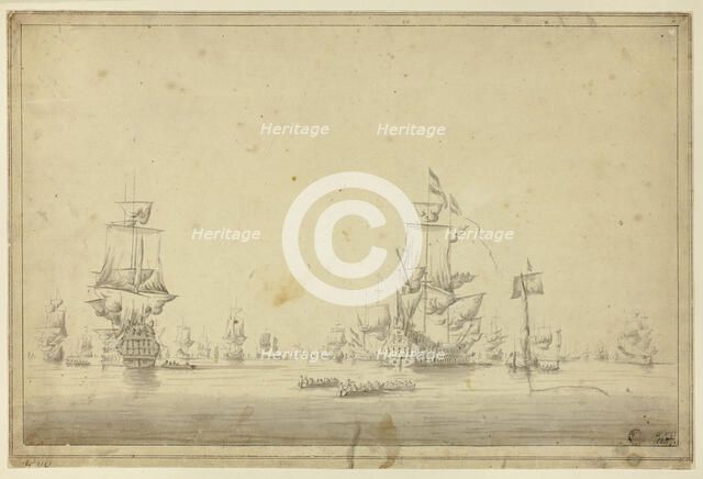 Fleet of Ships Anchored at Sea, n.d. Creator: Unknown.