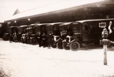 Fleet of Rowntrees delivery lorries, York, Yorkshire, 1920