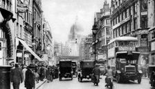 Fleet Street as seen from opposite Salisbury Court, London, 1926-1927