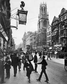 Fleet Street looking west, City of London, 1920s. Creator: George Davison Reid