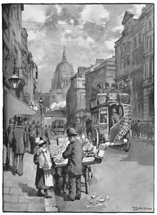 Fleet Street, Showing St. Paul's 1891. Creator: William Luker