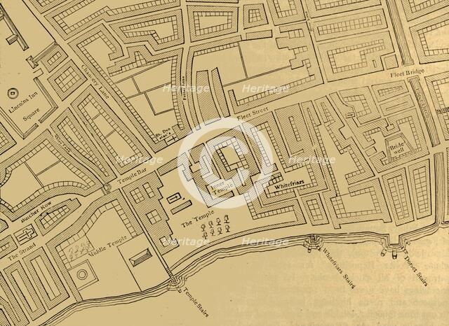 'Fleet Street, The Temple, Etc., From a Map of London, Published 1720', (1897).  Creator: Unknown.
