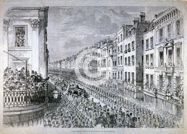 'Fleet Street - the Civic Authorities in the Procession', City of London, c1850.                     Artist: Anon