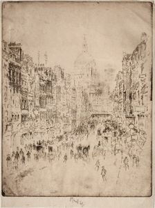 Fleet Street, Up to St. Paul's, 1896. Creator: Joseph Pennell (American, 1857-1926)