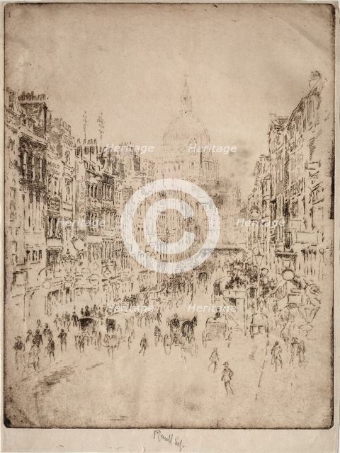 Fleet Street, Up to St. Paul's, 1896. Creator: Joseph Pennell (American, 1857-1926).