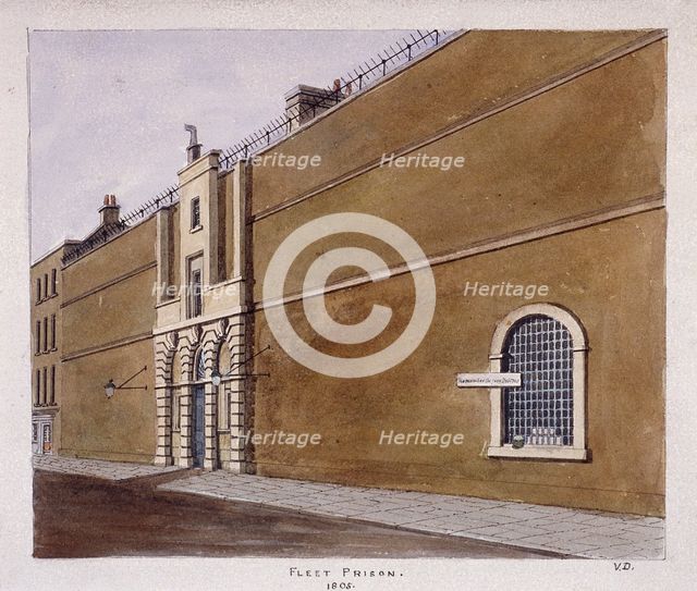 Fleet Prison, London, 1805. Artist: Valentine Davis