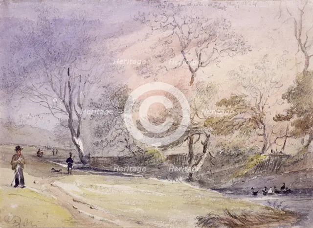 Fleet River, Hampstead, London, 1834. Artist: George Shepheard