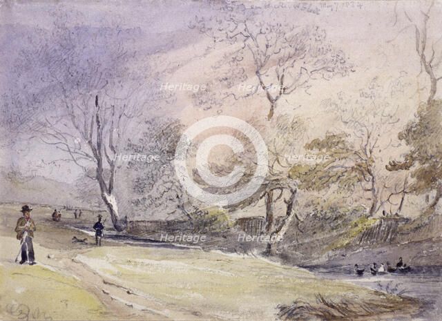 Fleet River, Hampstead, London, 1834. Artist: George Shepheard