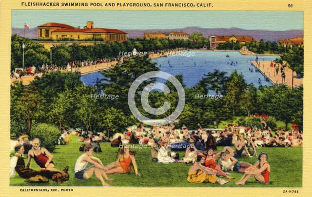Fleishhacker Swimming Pool and Playground, San Francisco, California, USA, 1932. Artist: Unknown