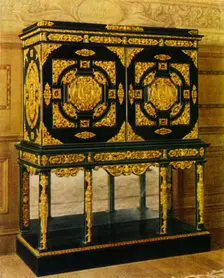 Flemish Cabinet of Ebony with Gilt Mounts 1938. Creator: Unknown