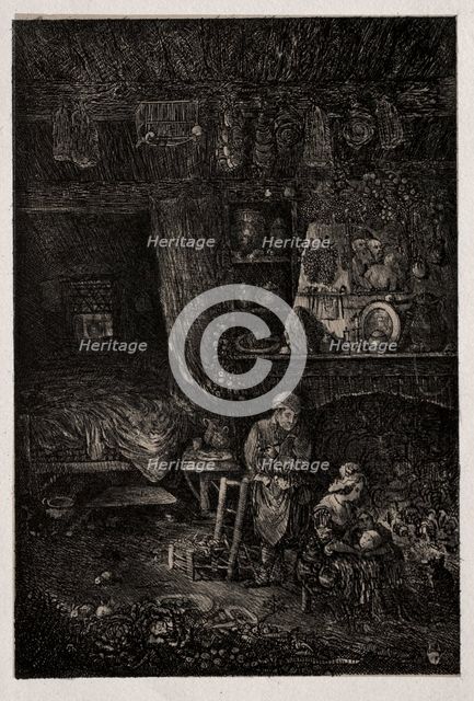 Flemish Interior, 1856. Creator: Rodolphe Bresdin (French, 1822-1885).
